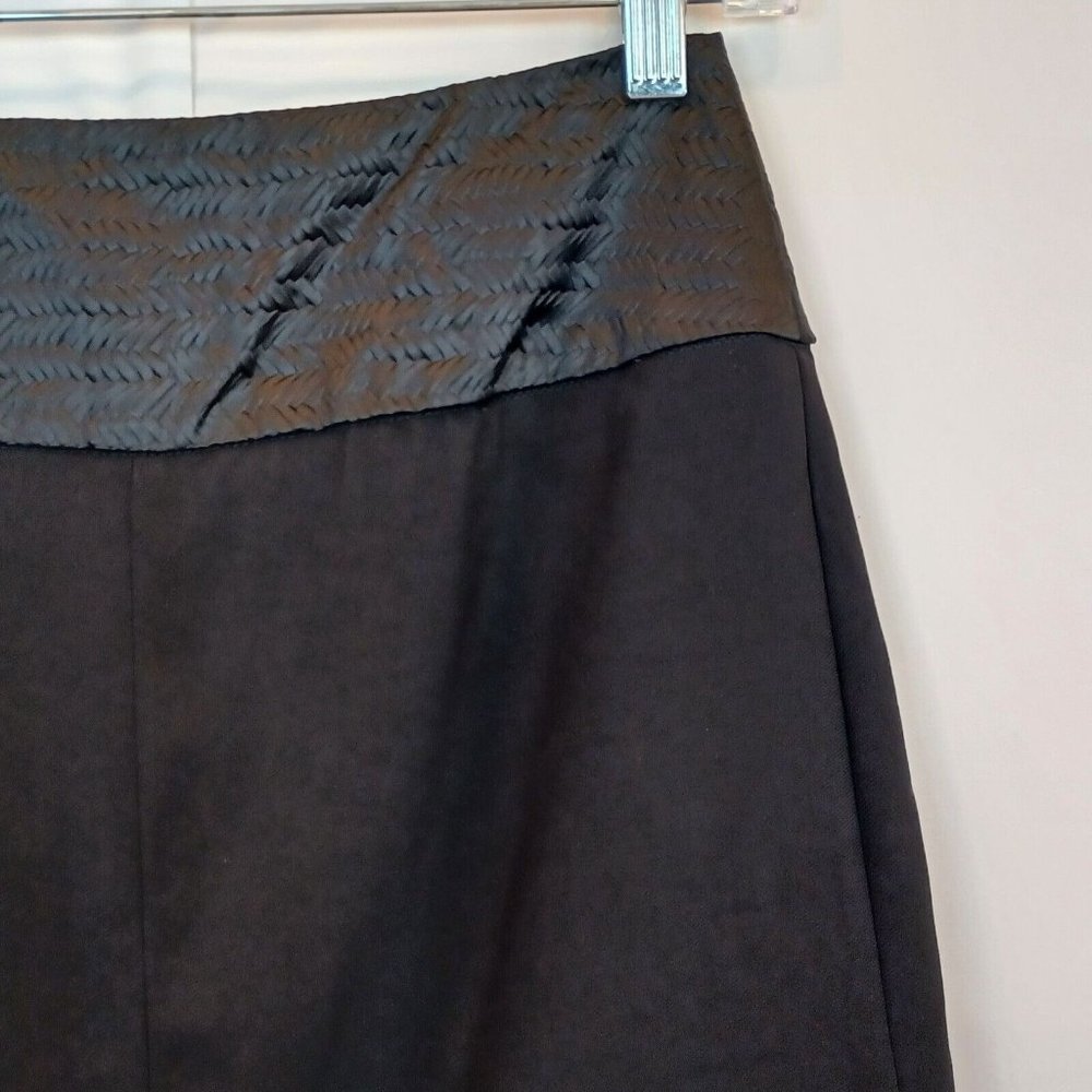 L'AGENCE WMNS Sz 6 Black Front Slit Pencil Skirt Woven Band High Waisted Modern - Picture 4 of 16